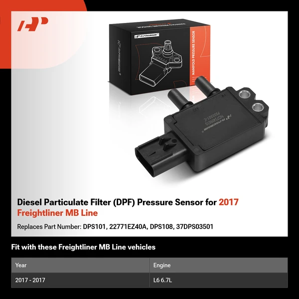 Diesel Particulate Filter (DPF) Pressure Sensor for 2017 Freightliner MB Line