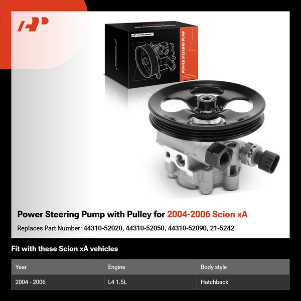 Power Steering Pump with Pulley for 2004-2006 Scion xA