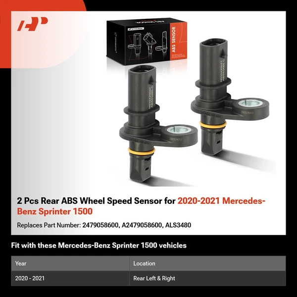 2 Pcs Rear ABS Wheel Speed Sensor for 2020-2021 Mercedes-Benz Sprinter 1500
