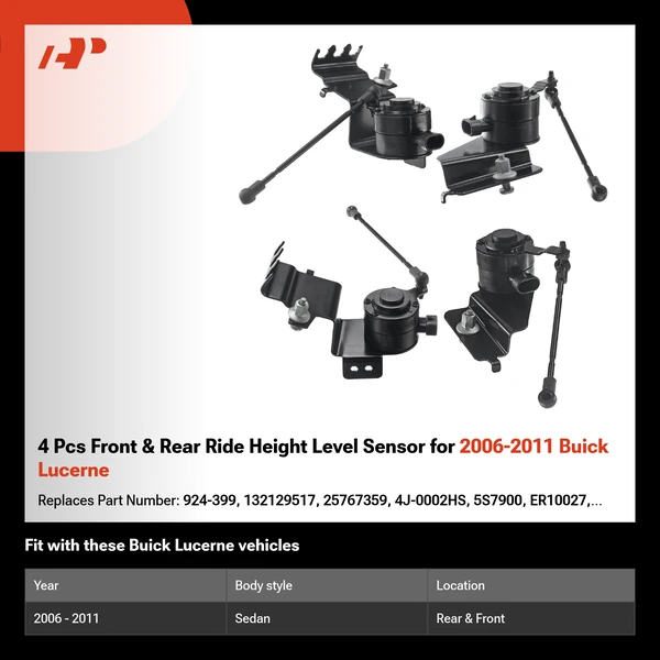 4 Pcs Front & Rear Ride Height Level Sensor for 2006-2011 Buick Lucerne