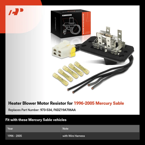 Heater Blower Motor Resistor for 1996-2005 Mercury Sable