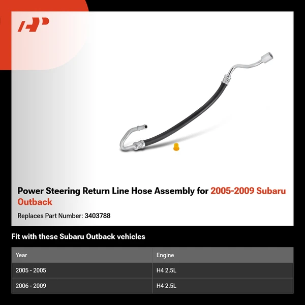 Power Steering Return Line Hose Assembly for 2005-2009 Subaru Outback