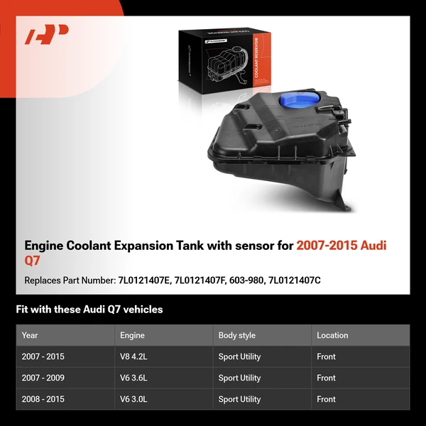 Engine Coolant Expansion Tank with sensor for 2007-2015 Audi Q7
