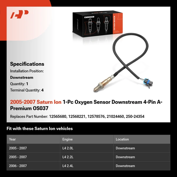 2005-2007 Saturn Ion 1-Pc Oxygen Sensor Downstream 4-Pin A-Premium OS037