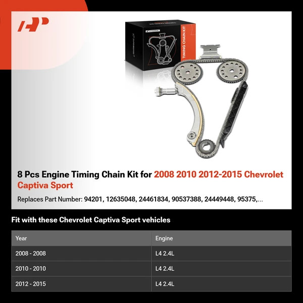 8 Pcs Engine Timing Chain Kit for 2008 2010 2012-2015 Chevrolet Captiva Sport