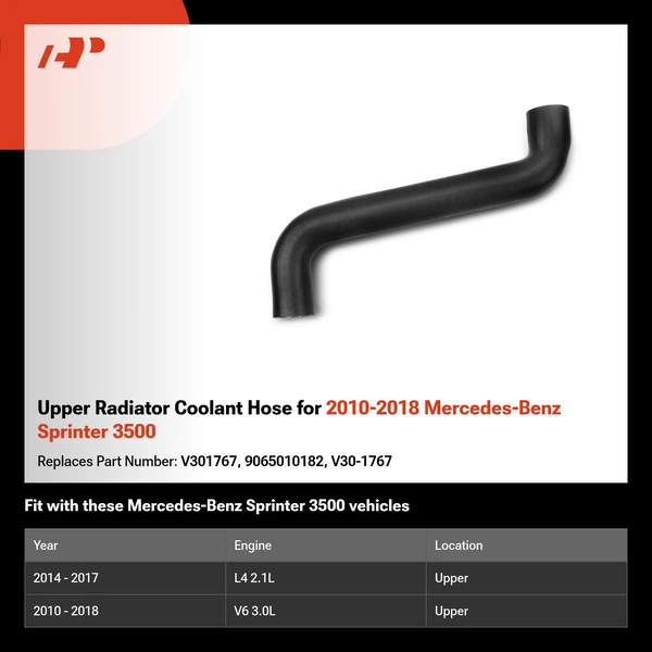 Upper Radiator Coolant Hose for 2010-2018 Mercedes-Benz Sprinter 3500