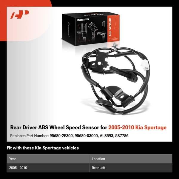 Rear Driver ABS Wheel Speed Sensor for 2005-2010 Kia Sportage