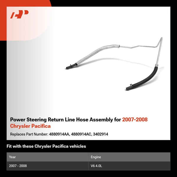 Power Steering Return Line Hose Assembly for 2007-2008 Chrysler Pacifica