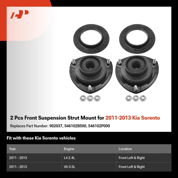 2 Pcs Front Suspension Strut Mount for 2011-2013 Kia Sorento