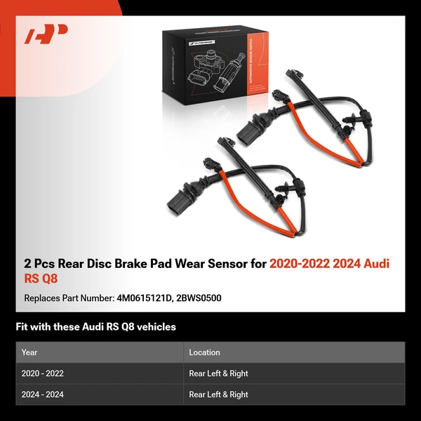2 Pcs Rear Disc Brake Pad Wear Sensor for 2020-2022 2024 Audi RS Q8