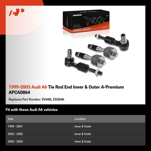 1999-2003 Audi A6 Tie Rod End Inner & Outer A-Premium APCA0864