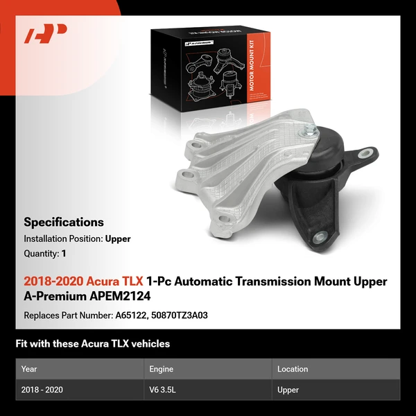 2018-2020 Acura TLX 1-Pc Automatic Transmission Mount Upper A-Premium APEM2124