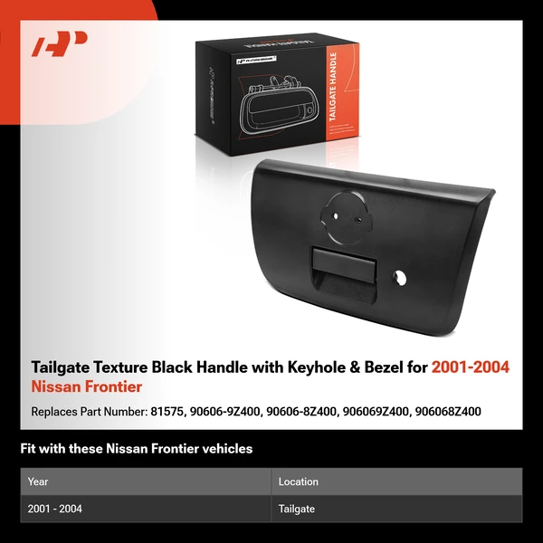 Tailgate Texture Black Handle with Keyhole & Bezel for 2001-2004 Nissan Frontier