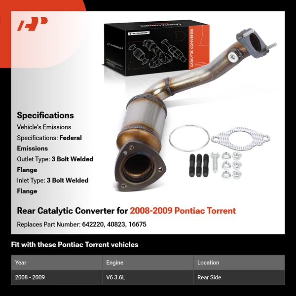Rear Catalytic Converter for 2008-2009 Pontiac Torrent