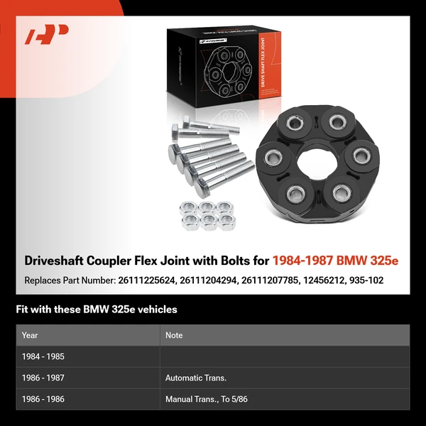 Driveshaft Coupler Flex Joint with Bolts for 1984-1987 BMW 325e