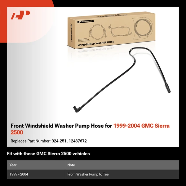 Front Windshield Washer Pump Hose for 1999-2004 GMC Sierra 2500