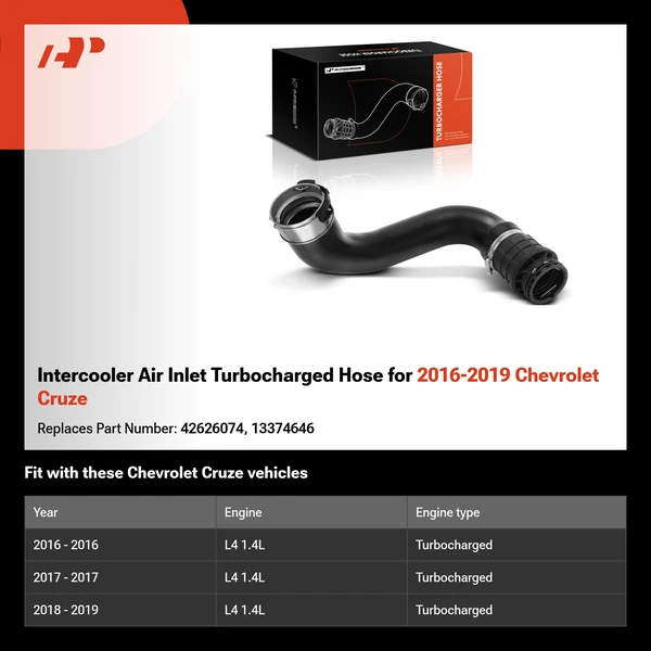 Intercooler Air Inlet Turbocharged Hose for 2016-2019 Chevrolet Cruze