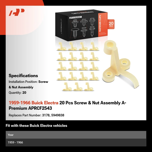 1959-1966 Buick Electra 20 Pcs Screw & Nut Assembly A-Premium APRCF2543