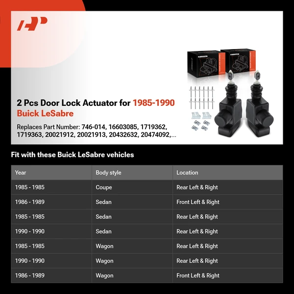 2 Pcs Door Lock Actuator for 1985-1990 Buick LeSabre