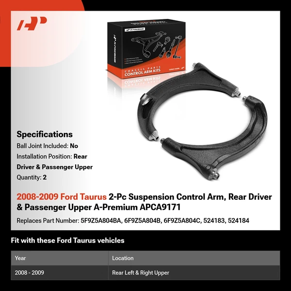 2008-2009 Ford Taurus 2-Pc Suspension Control Arm, Rear Driver & Passenger Upper A-Premium APCA9171