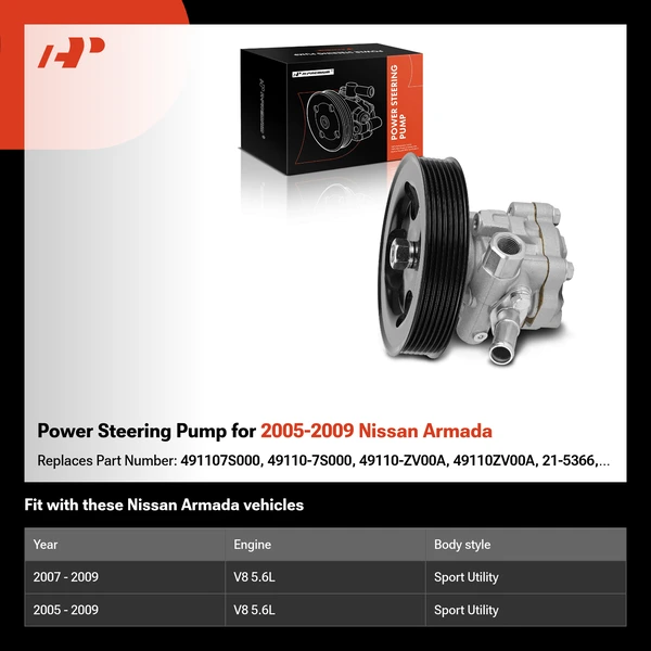 Power Steering Pump for 2005-2009 Nissan Armada