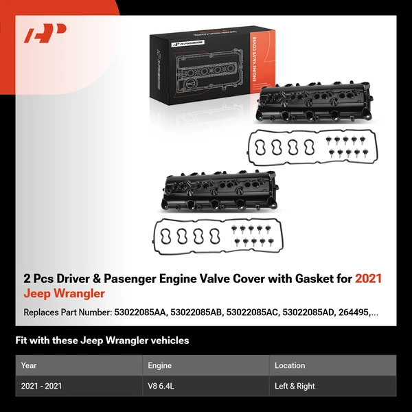 2 Pcs Driver & Pasenger Engine Valve Cover with Gasket for 2021 Jeep Wrangler