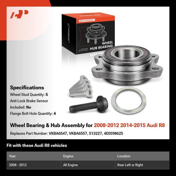 Wheel Bearing & Hub Assembly for 2008-2012 2014-2015 Audi R8