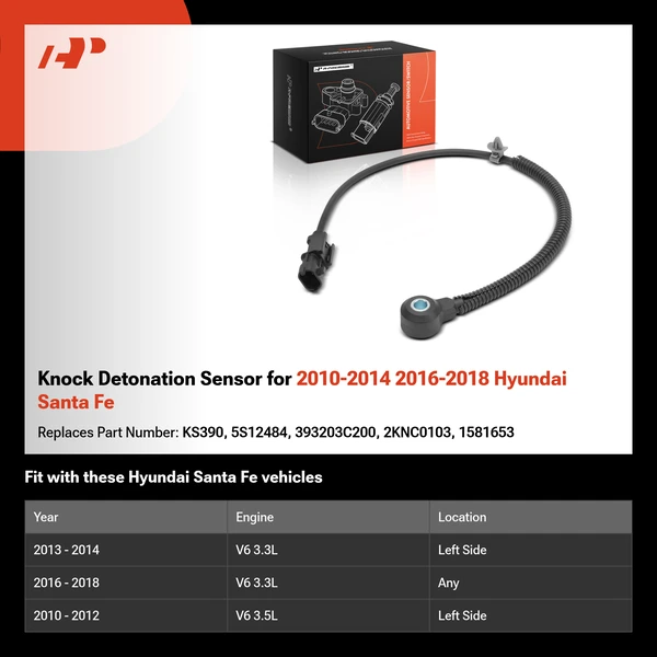 Knock Detonation Sensor for 2010-2014 2016-2018 Hyundai Santa Fe