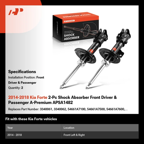 2014-2018 Kia Forte 2-Pc Shock Absorber Front Driver & Passenger A-Premium APSA1482