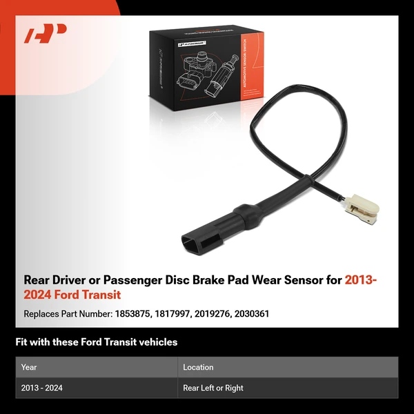 Rear Driver or Passenger Disc Brake Pad Wear Sensor for 2013-2024 Ford Transit