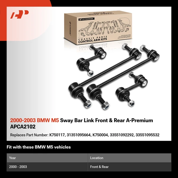 2000-2003 BMW M5 Sway Bar Link Front & Rear A-Premium APCA2102