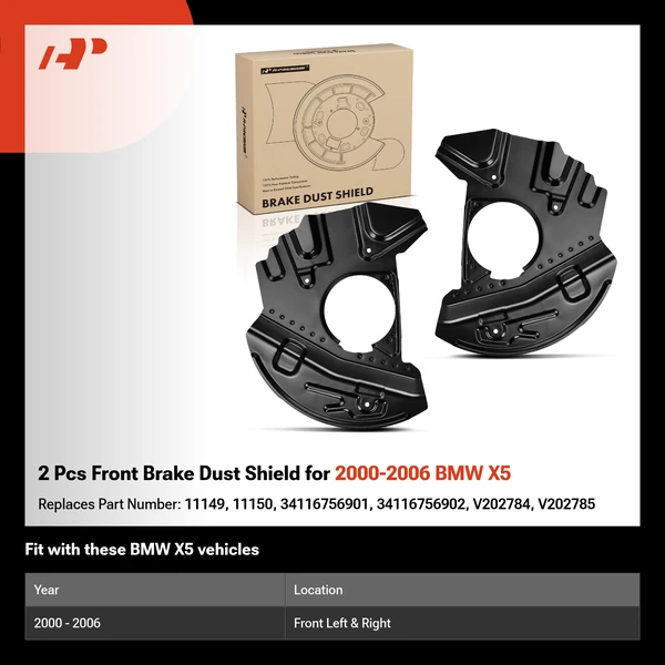 2 Pcs Front Brake Dust Shield for 2000-2006 BMW X5