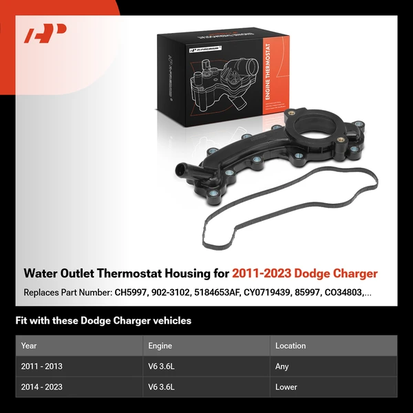 Water Outlet Thermostat Housing for 2011-2023 Dodge Charger