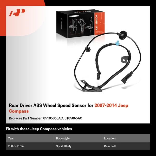 Rear Driver ABS Wheel Speed Sensor for 2007-2014 Jeep Compass