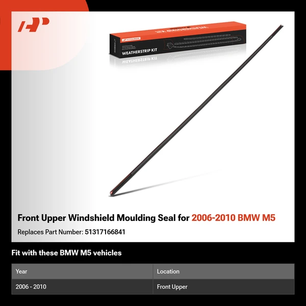 Front Upper Windshield Moulding Seal for 2006-2010 BMW M5