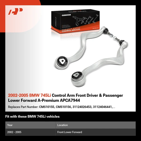 2002-2005 BMW 745Li Control Arm Front Driver & Passenger Lower Forward A-Premium APCA7944