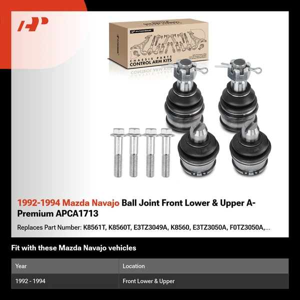 1992-1994 Mazda Navajo Ball Joint Front Lower & Upper A-Premium APCA1713