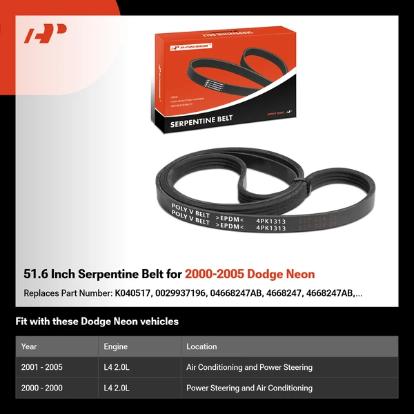 51.6 Inch Serpentine Belt for 2000-2005 Dodge Neon
