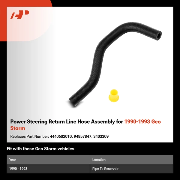 Power Steering Return Line Hose Assembly for 1990-1993 Geo Storm