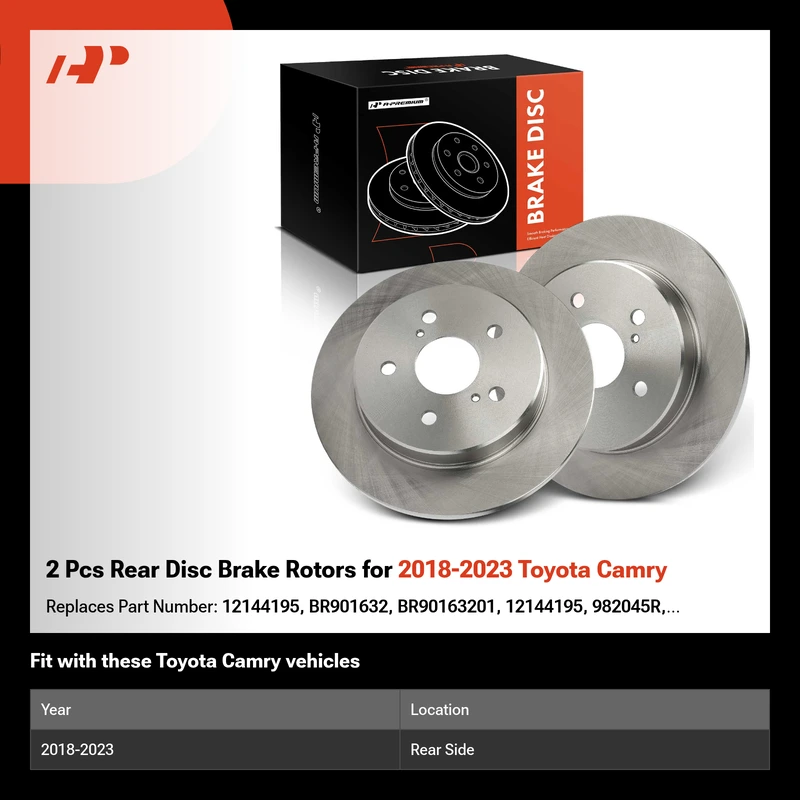 2 Pcs Rear Disc Brake Rotors for 2018-2023 Toyota Camry