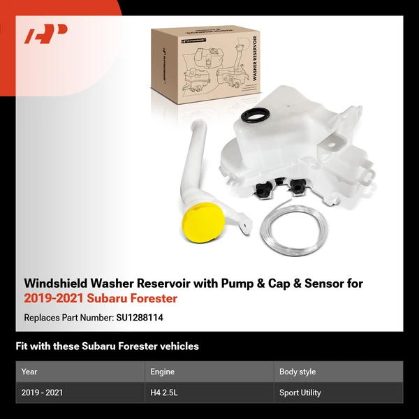 Windshield Washer Reservoir with Pump & Cap & Sensor for 2019-2021 Subaru Forester
