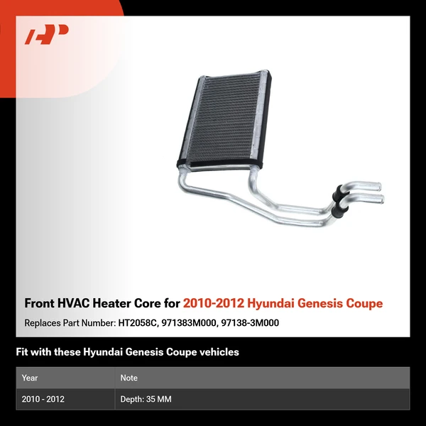 Front HVAC Heater Core for 2010-2012 Hyundai Genesis Coupe