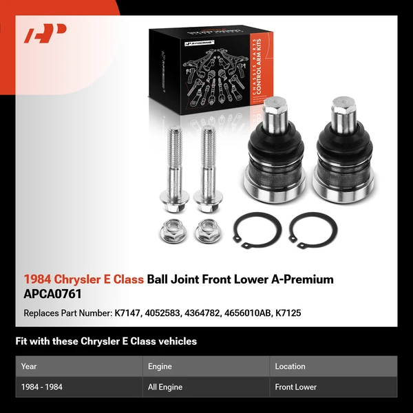 1984 Chrysler E Class Ball Joint Front Lower A-Premium APCA0761