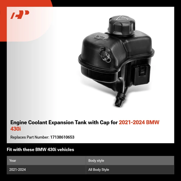 Engine Coolant Expansion Tank with Cap for 2021-2024 BMW 430i