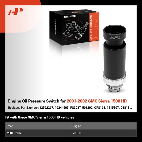 Engine Oil Pressure Switch for 2001-2002 GMC Sierra 1500 HD