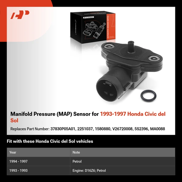 Manifold Pressure (MAP) Sensor for 1993-1997 Honda Civic del Sol