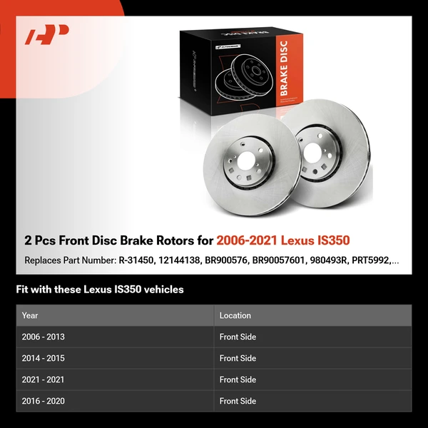 2 Pcs Front Disc Brake Rotors for 2006-2021 Lexus IS350