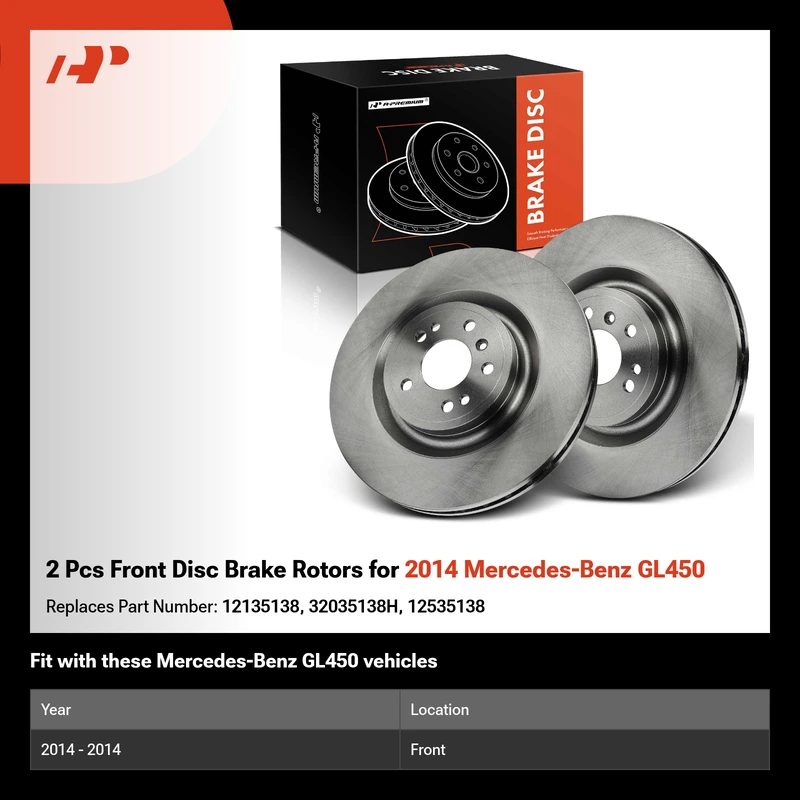 2 Pcs Front Disc Brake Rotors for 2014 Mercedes-Benz GL450