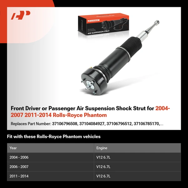 Front Driver or Passenger Air Suspension Shock Strut for 2004-2007 2011-2014 Rolls-Royce Phantom