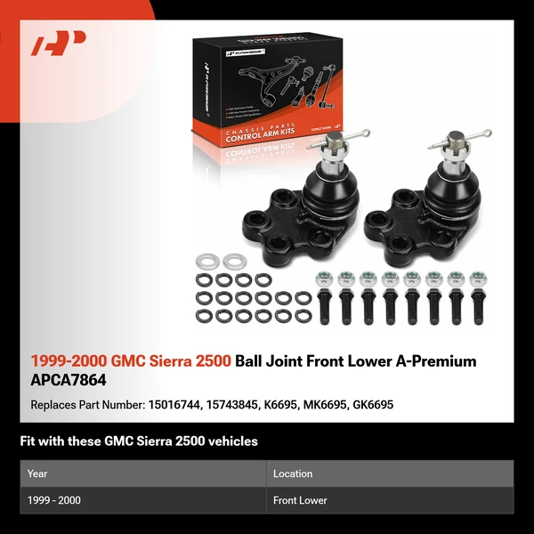 1999-2000 GMC Sierra 2500 Ball Joint Front Lower A-Premium APCA7864